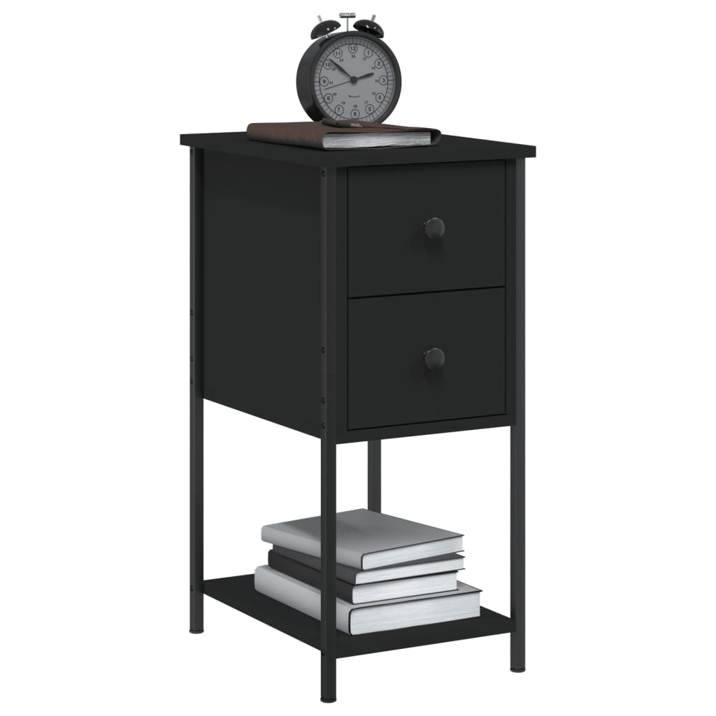 vidaXL Bedside Cabinet Black 32x42x70 cm Engineered Wood