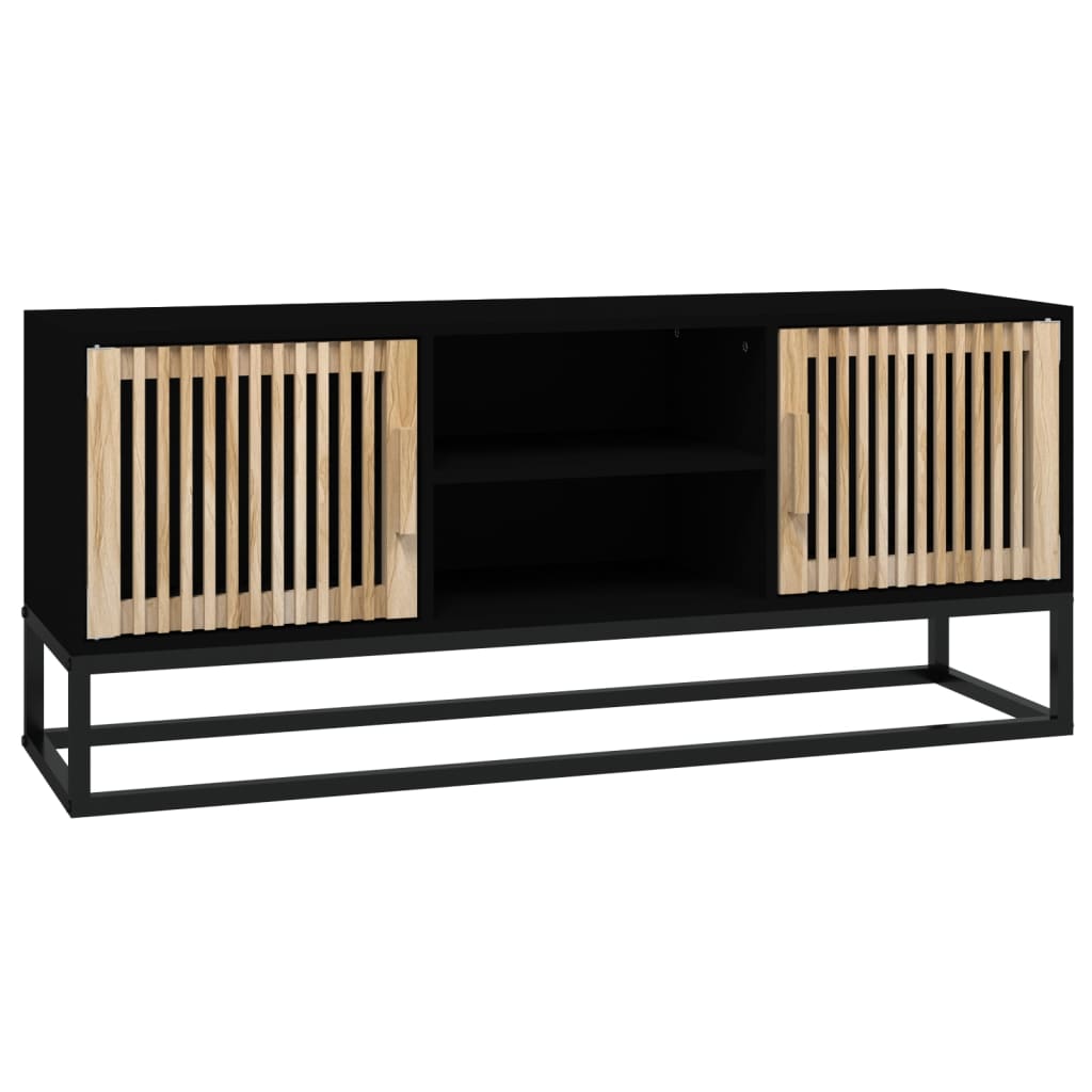 vidaXL TV Cabinet Black 105x30x45 cm Engineered Wood and Iron