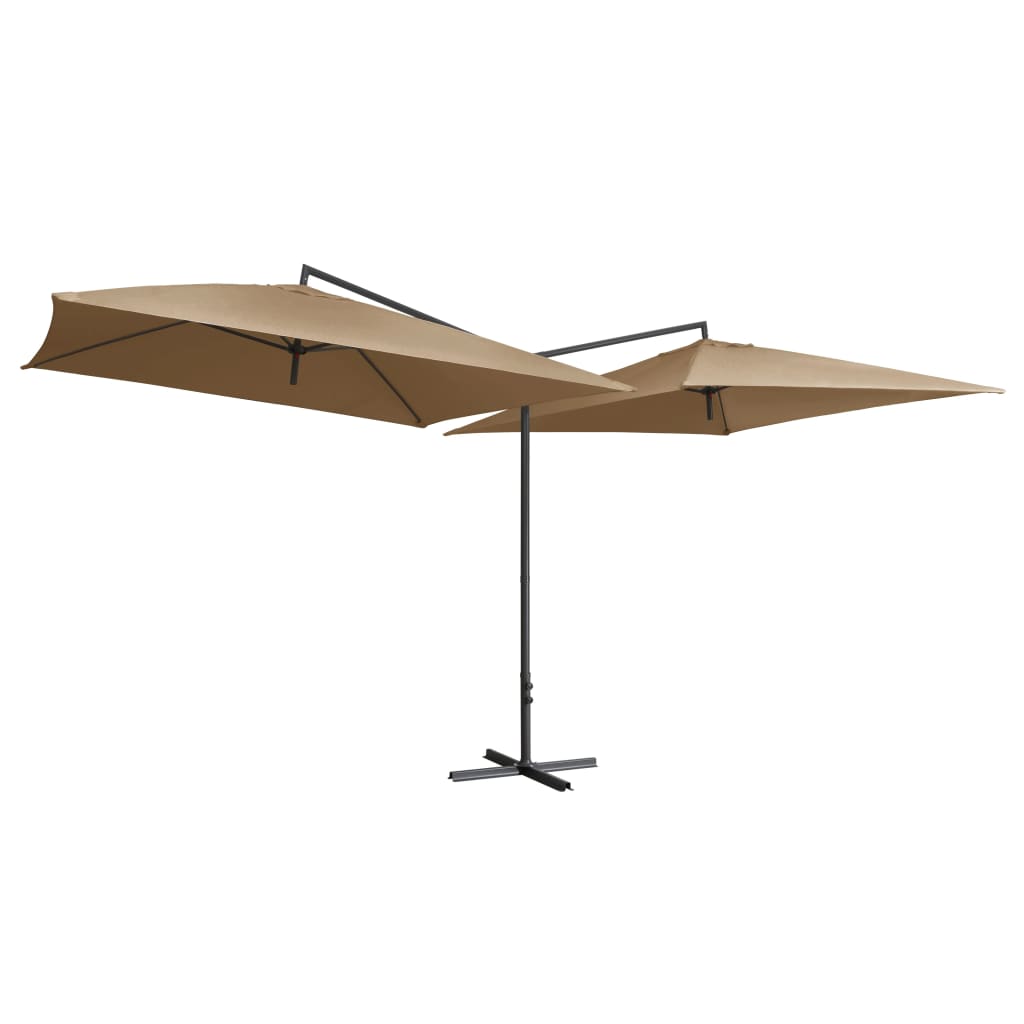 vidaXL Double Parasol with Steel Pole 250x250 cm Taupe