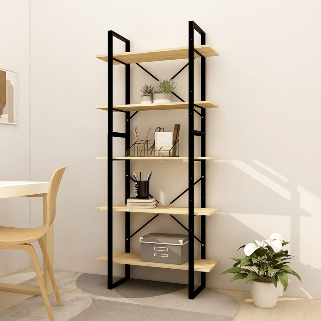 vidaXL 5-Tier Book Cabinet 80x30x175 cm Pinewood