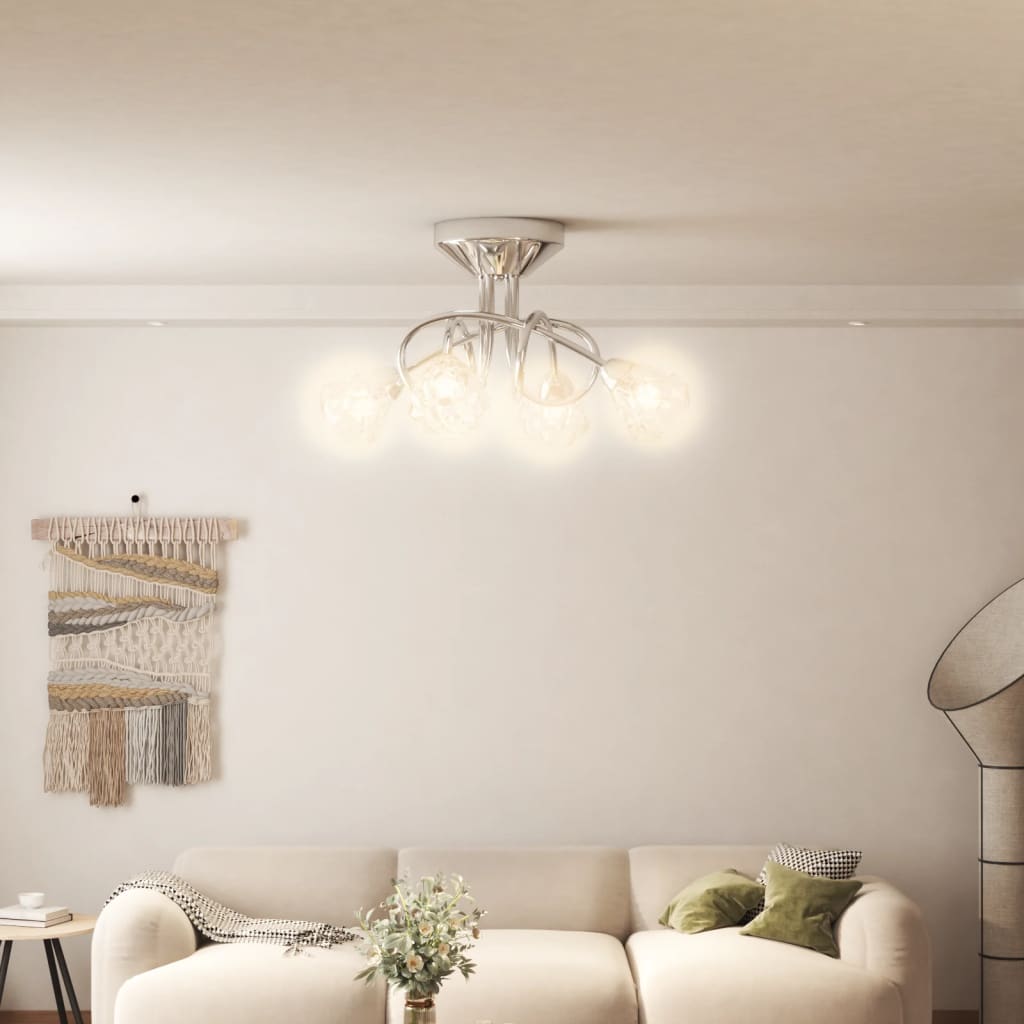 vidaXL Ceiling Lamp with Glass Lattice Shades for 4 G9 LED Lights