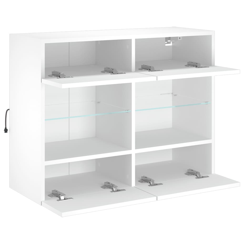vidaXL TV Wall Cabinet with LED Lights White 78.5x30x60.5 cm