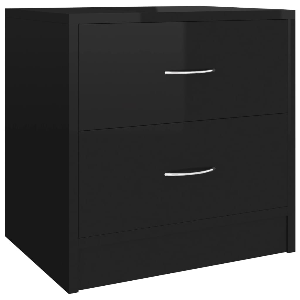 vidaXL Bedside Cabinets 2 pcs High Gloss Black 40x30x40 cm Engineered Wood