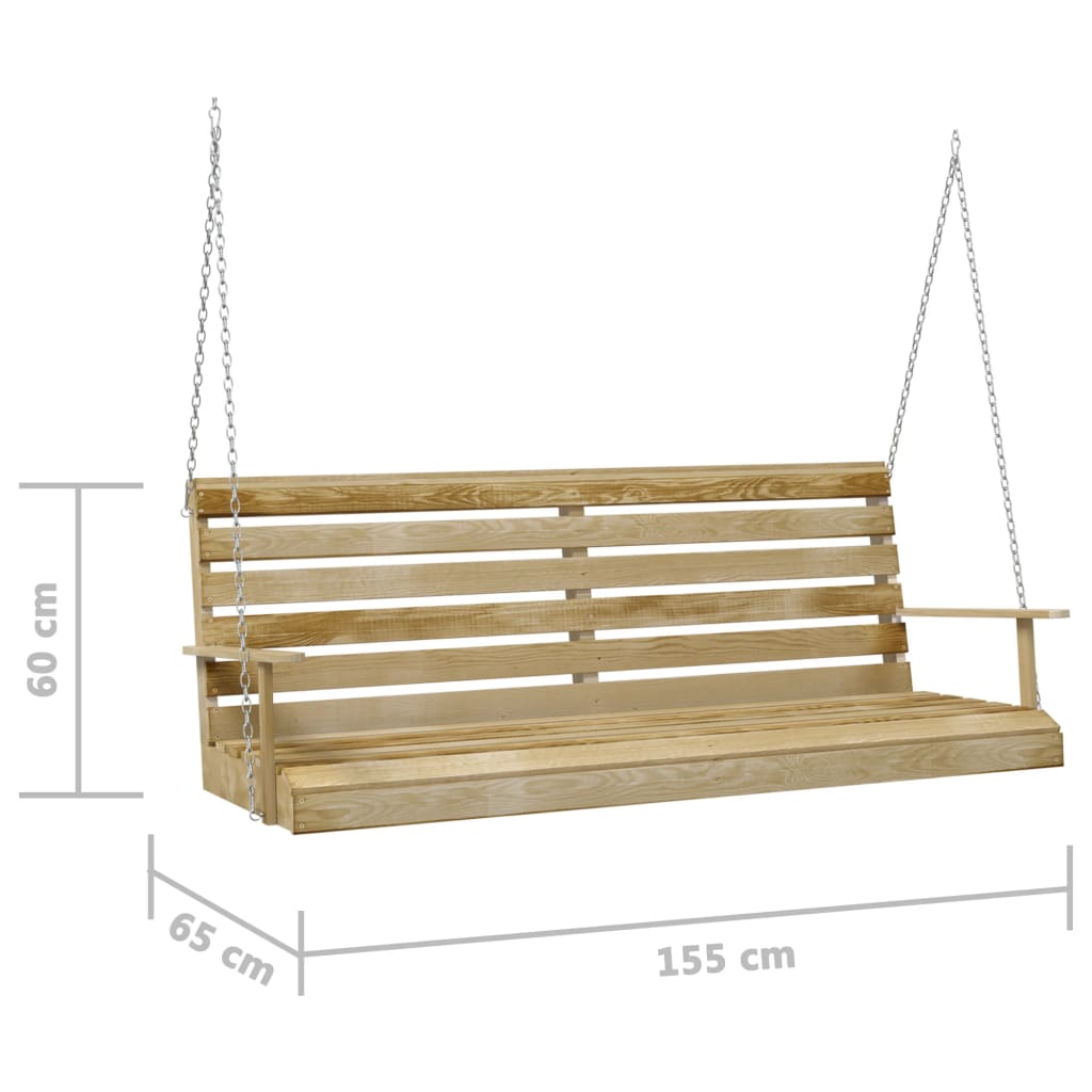 vidaXL Swing Bench Impregnated Pinewood 155x65x60 cm