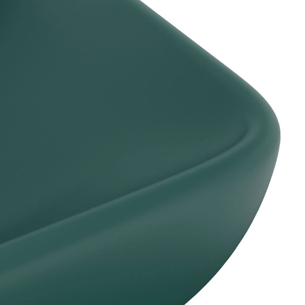vidaXL Luxury Basin Rectangular Matt Dark Green 71x38 cm Ceramic