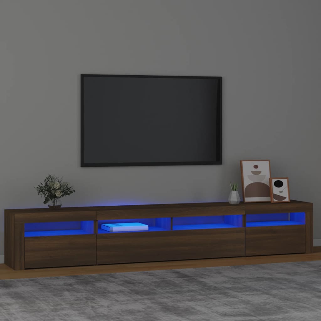 vidaXL TV Cabinet with LED Lights Brown Oak 240x35x40 cm