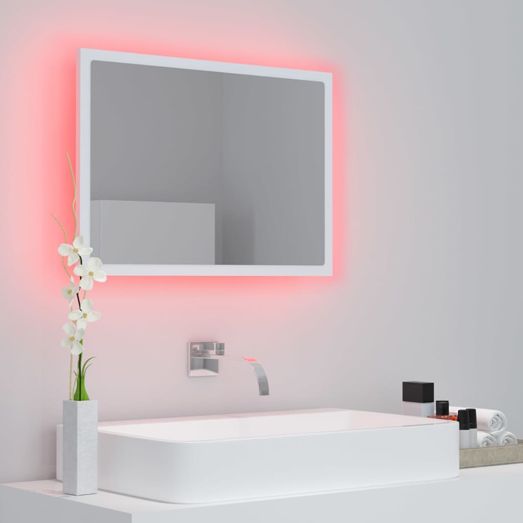 vidaXL LED Bathroom Mirror White 60x8.5x37 cm Acrylic
