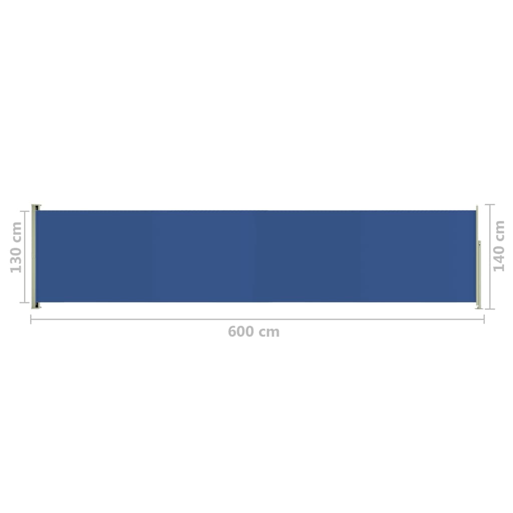 vidaXL Patio Retractable Side Awning 140x600 cm Blue