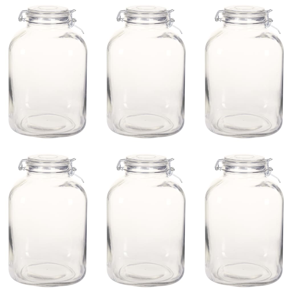 vidaXL Glass Jam Jars with Lock 6 pcs 5 L