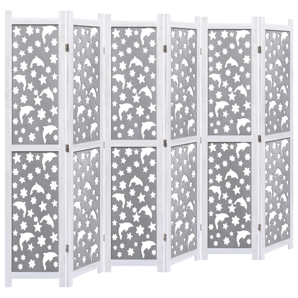 vidaXL 6-Panel Room Divider Grey 210x165 cm Solid Wood
