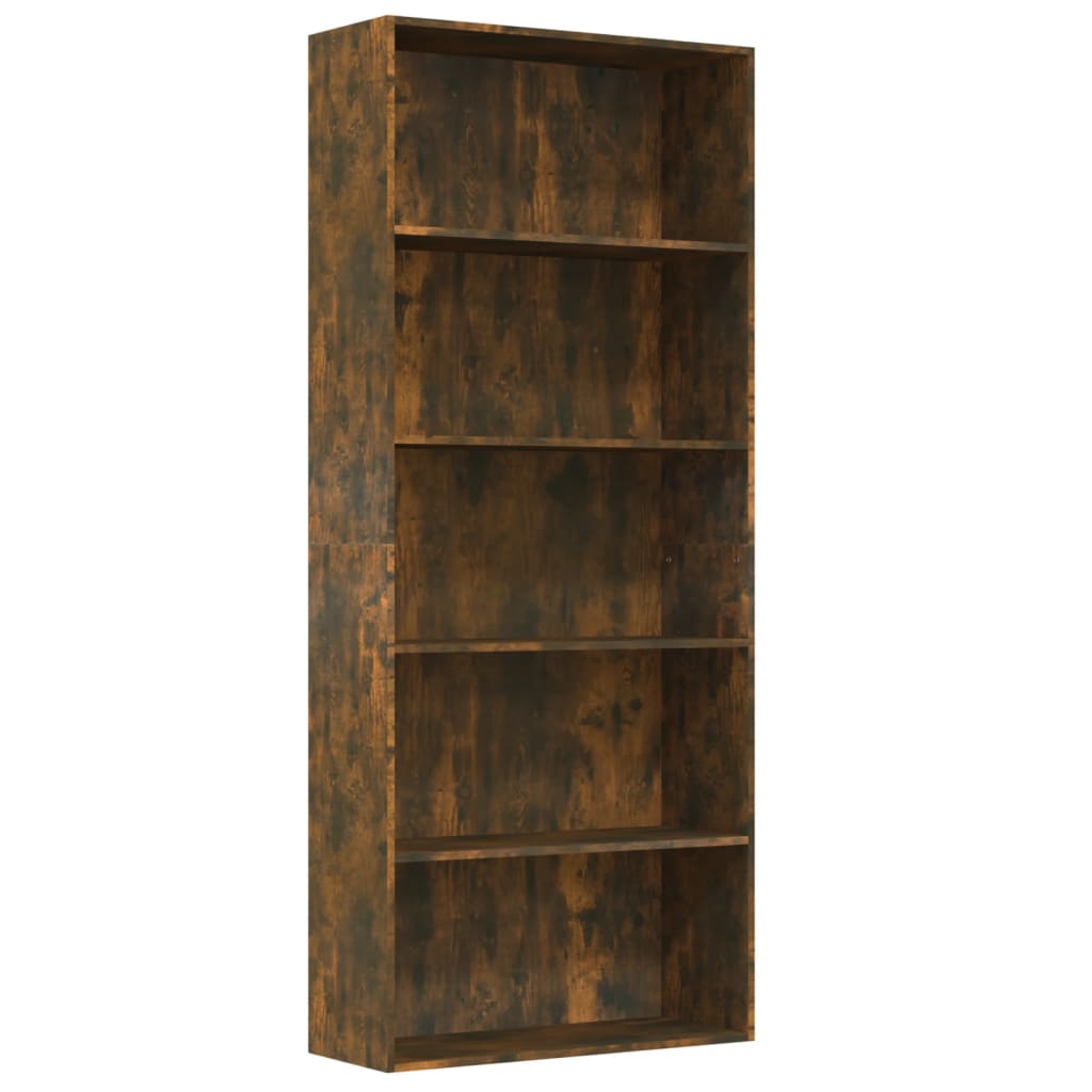 vidaXL 5-Tier Book Cabinet Smoked Oak 80x30x189 cm Engineered Wood