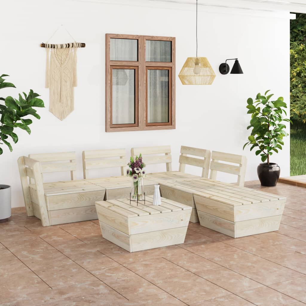 vidaXL 6 Piece Garden Pallet Lounge Set Impregnated Spruce Wood