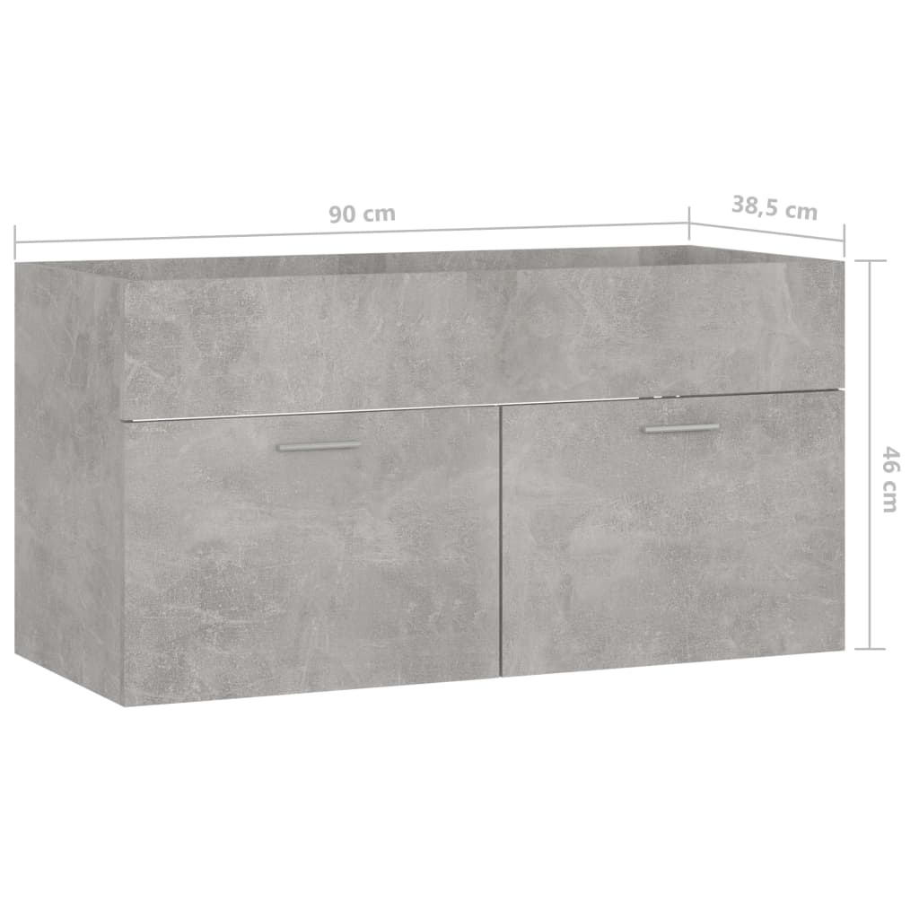 vidaXL Sink Cabinet Concrete Grey 90x38.5x46 cm Engineered Wood