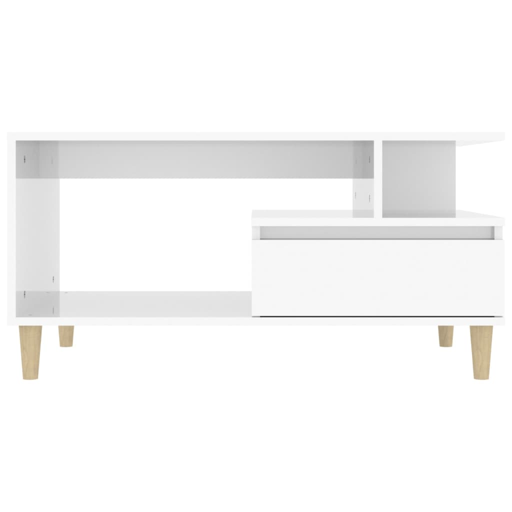 vidaXL Coffee Table High Gloss White 90x49x45 cm Engineered Wood