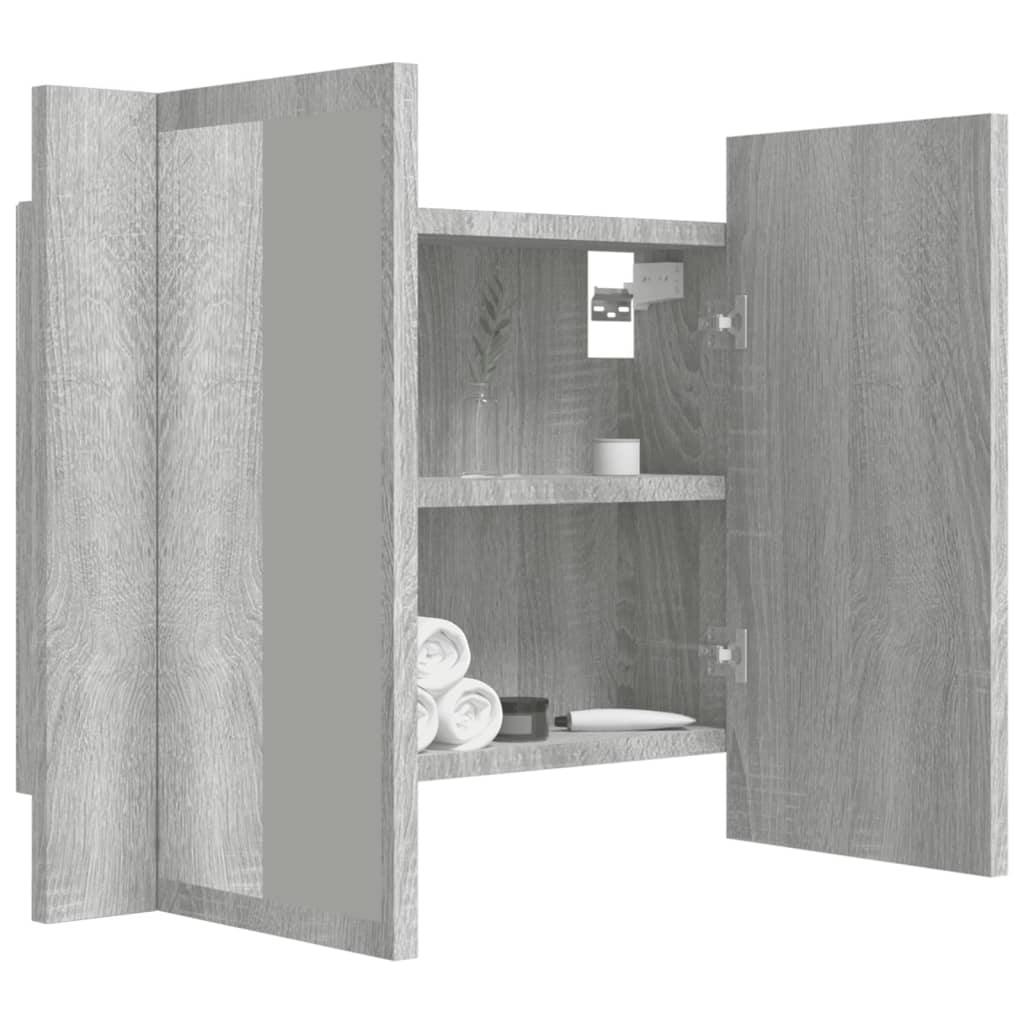 vidaXL LED Mirror Cabinet Grey Sonoma 60x12x45 cm Engineered Wood