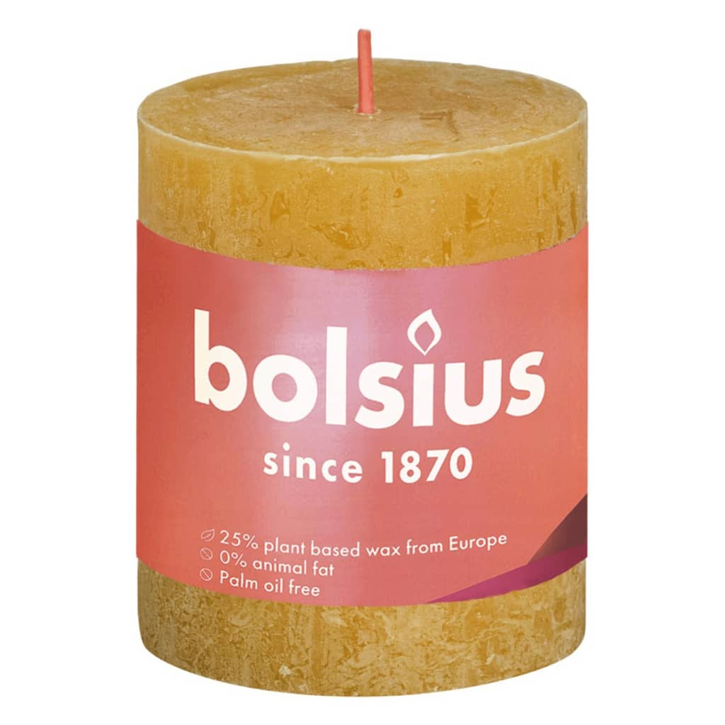 Bolsius Rustic Pillar Candles Shine 4 pcs 80x68 mm Honeycomb Yellow