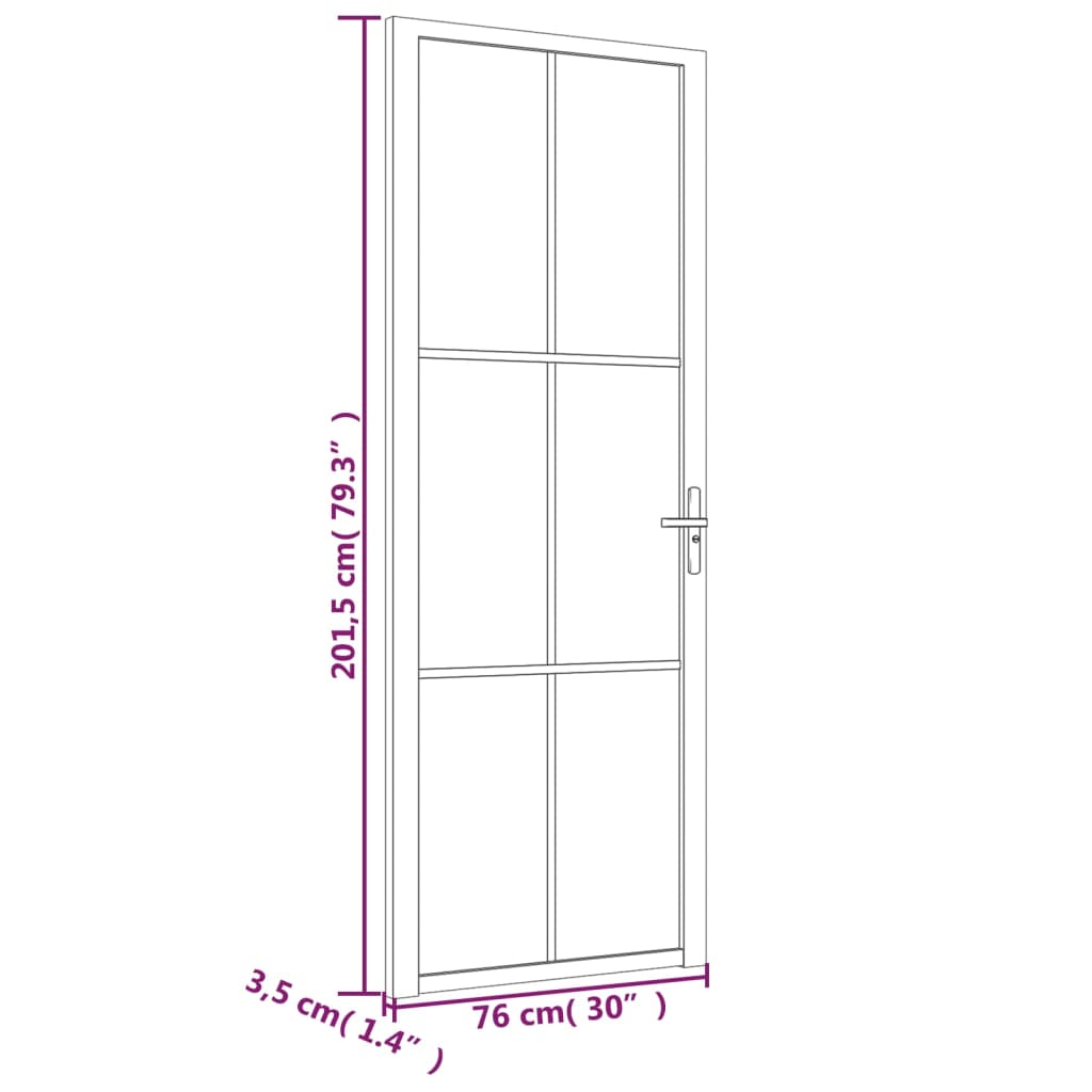 vidaXL Interior Door 76x201.5 cm White Matt Glass and Aluminium