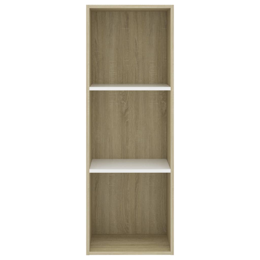 vidaXL 3-Tier Book Cabinet White and Sonoma Oak 40x30x114 cm Engineered Wood
