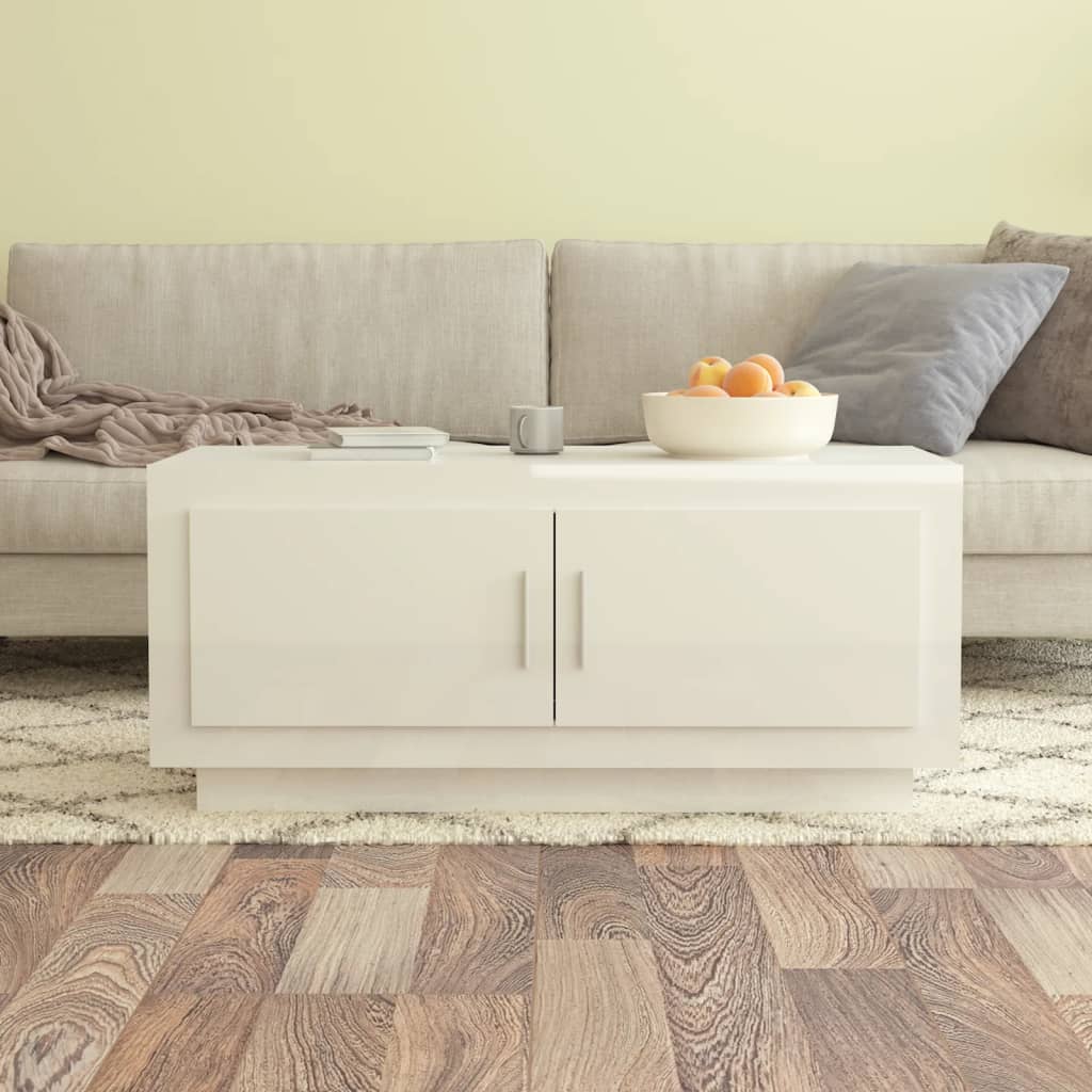 vidaXL Coffee Table High Gloss White 102x50x45 cm Engineered Wood