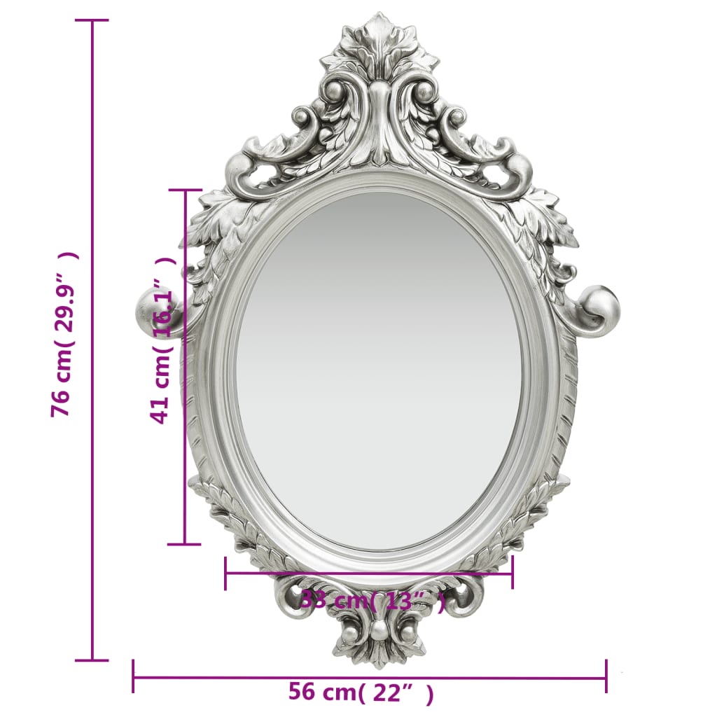 vidaXL Wall Mirror Castle Style 56x76 cm Silver