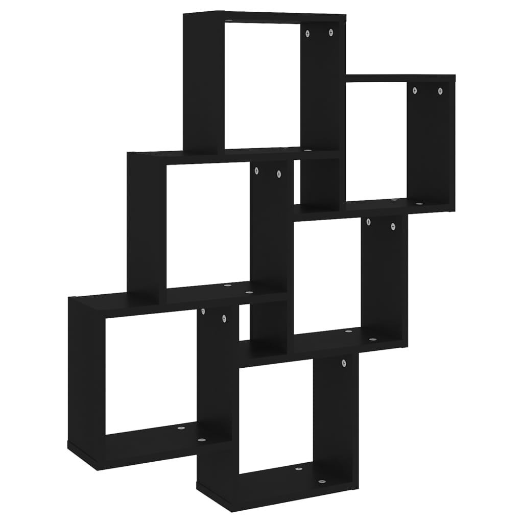 vidaXL Wall Cube Shelf Black 78x15x93 cm Engineered Wood