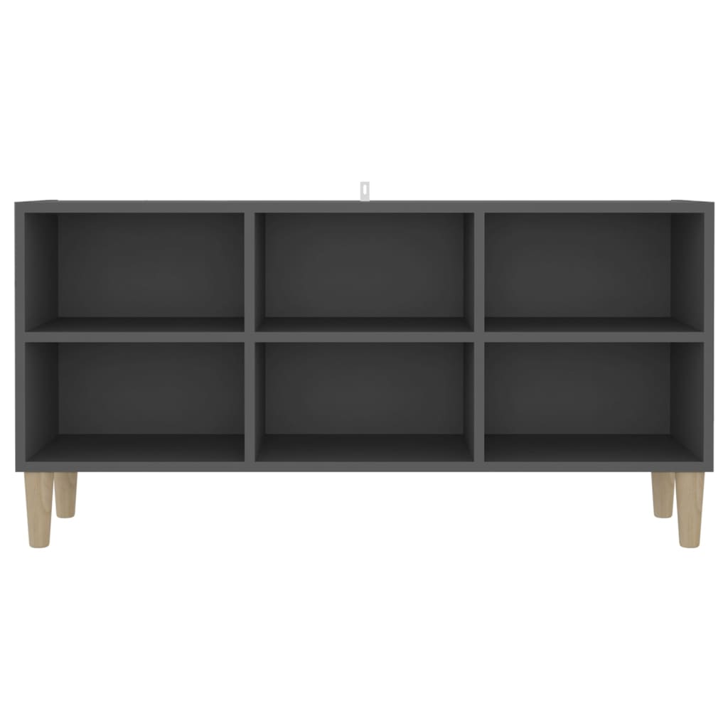 vidaXL TV Cabinet with Solid Wood Legs Grey 103.5x30x50 cm