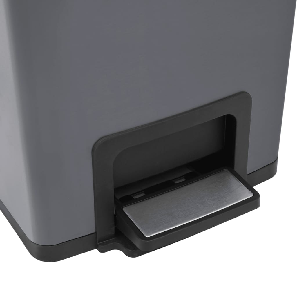 vidaXL Dustbin with Pedal Anti-fingerprint 30L Grey Stainless Steel