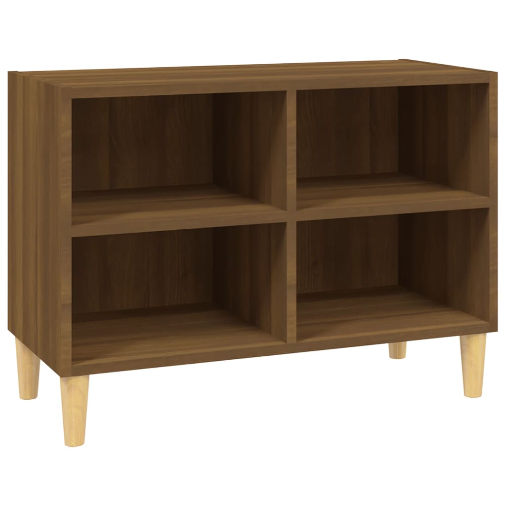 vidaXL TV Cabinet with Solid Wood Legs Brown Oak 69.5x30x50 cm