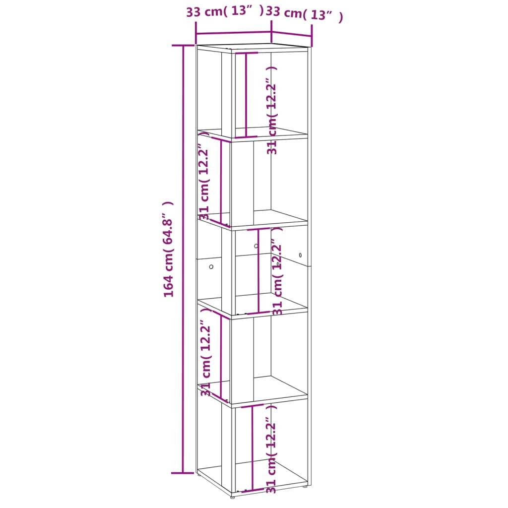 vidaXL Corner Cabinet Grey Sonoma 33x33x164.5 cm Engineered Wood