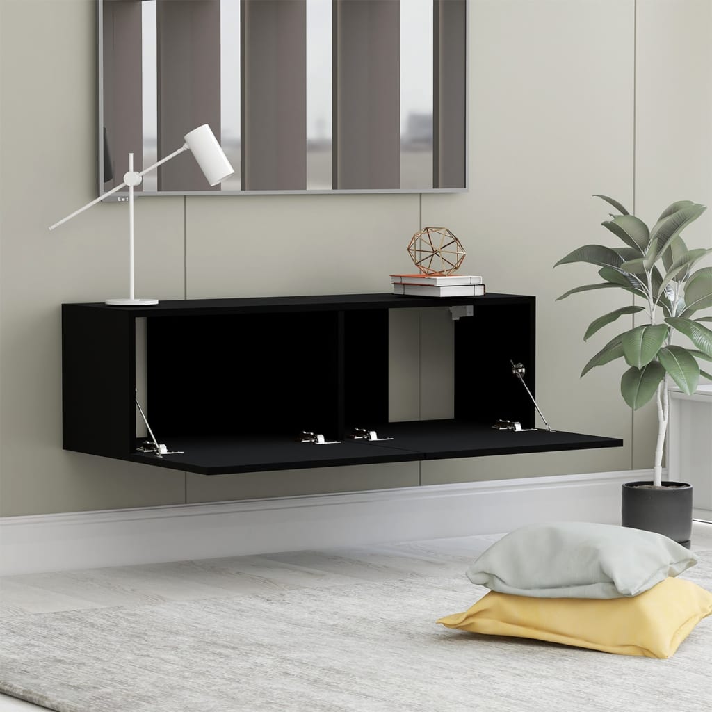 vidaXL TV Cabinet Black 100x30x30 cm Engineered Wood