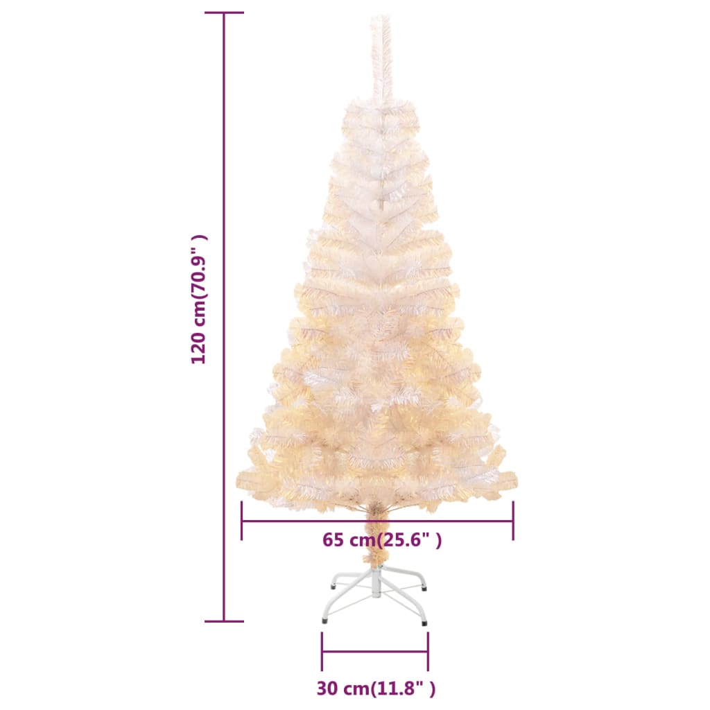 vidaXL Artificial Christmas Tree with Iridescent Tips White 120 cm PVC