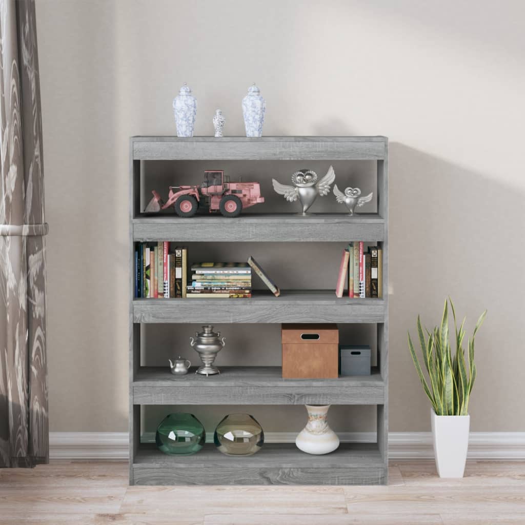 vidaXL Book Cabinet/Room Divider Grey Sonoma 100x30x135 cm