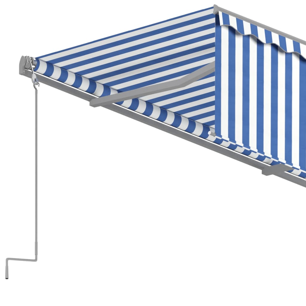 vidaXL Manual Retractable Awning with Blind 4.5x3m Blue&White