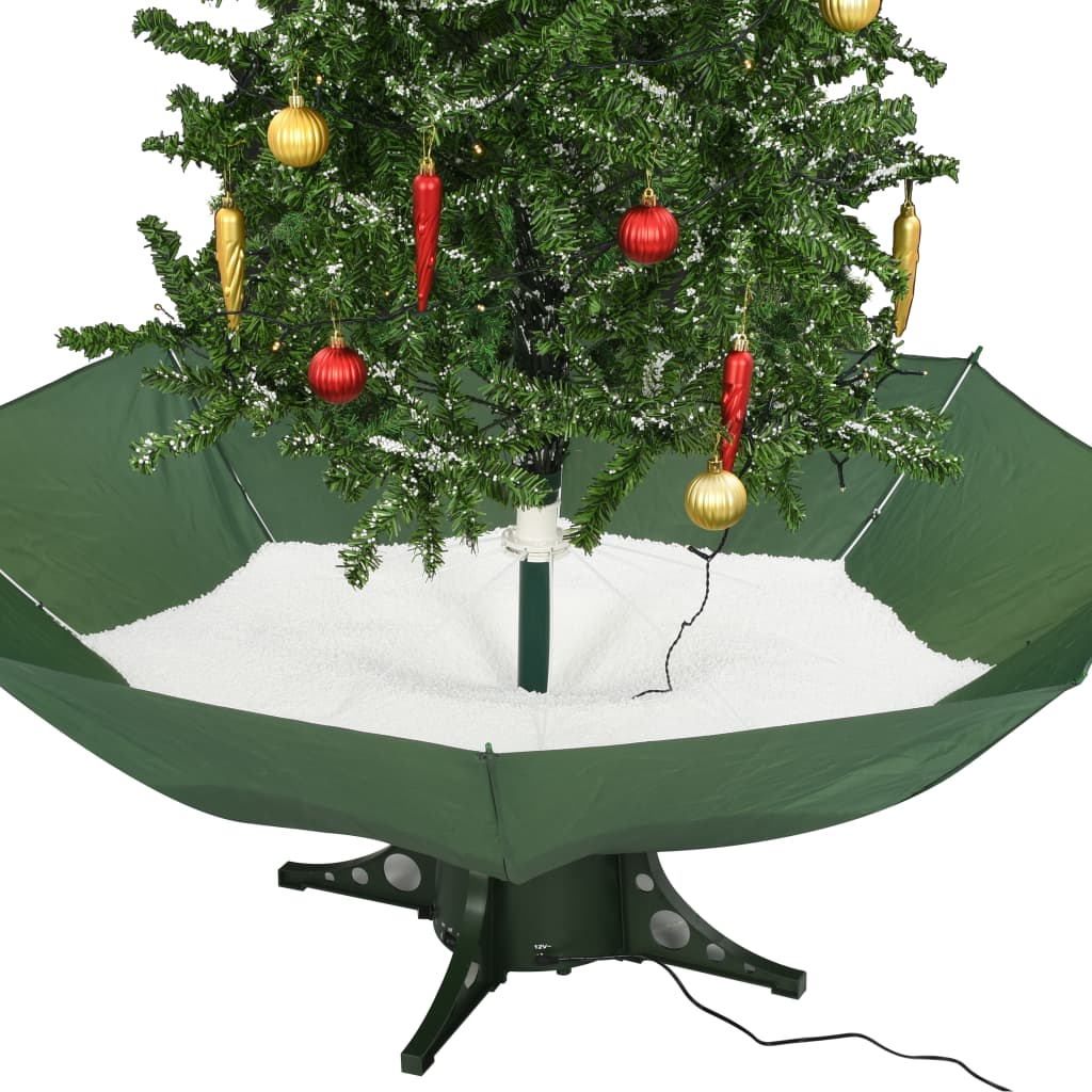 vidaXL Snowing Christmas Tree with Umbrella Base Green 190 cm