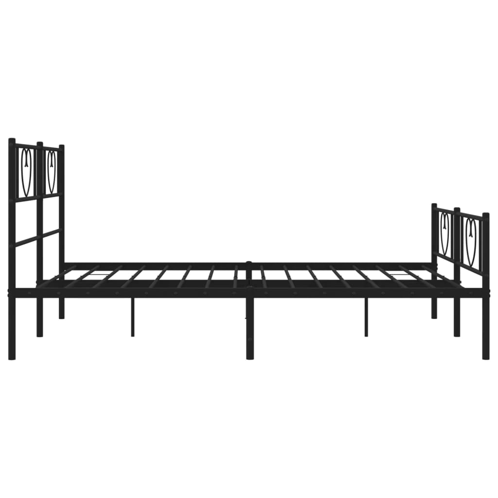 vidaXL Metal Bed Frame with Headboard and Footboard Black 120x200 cm
