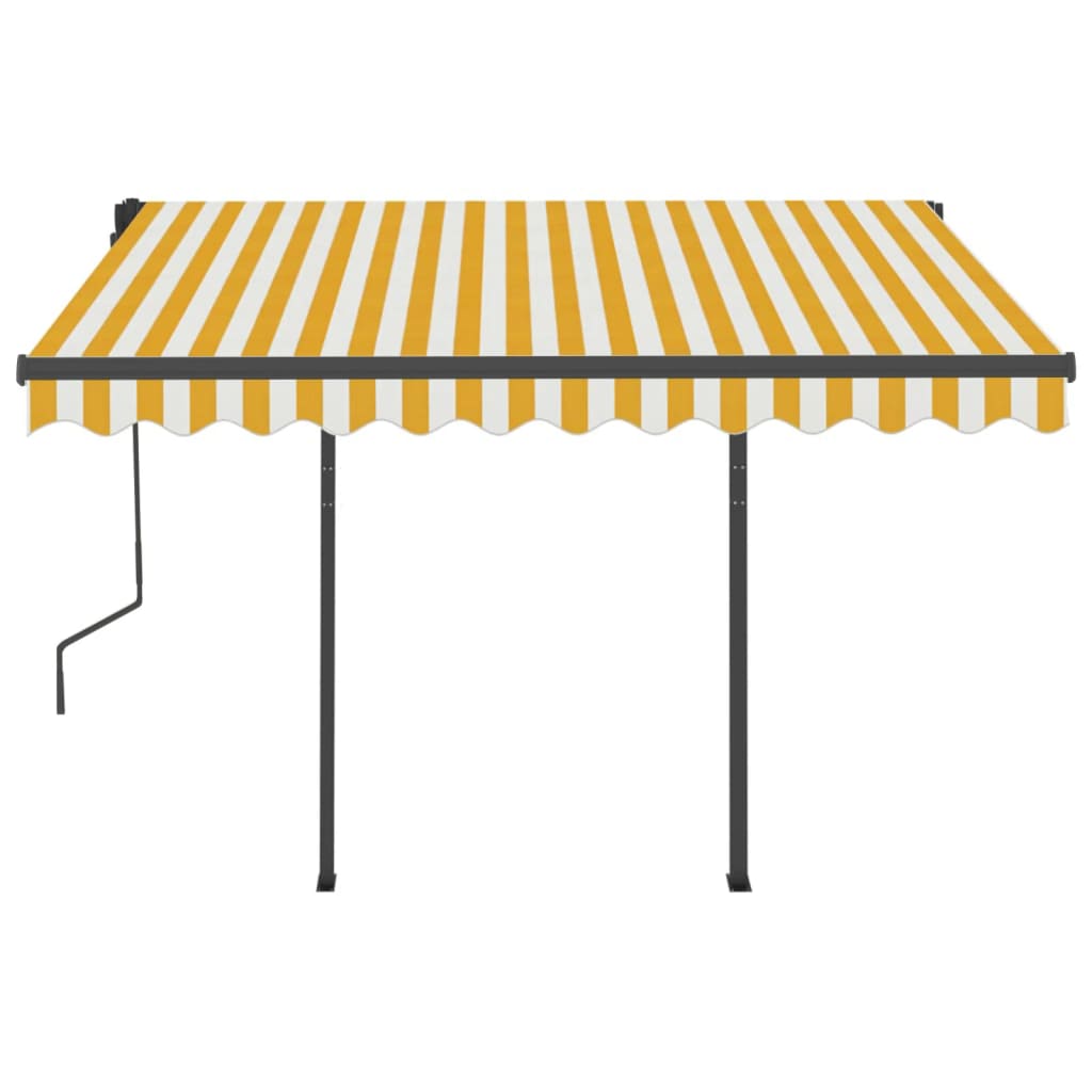 vidaXL Manual Retractable Awning with LED 3x2.5 m Yellow and White