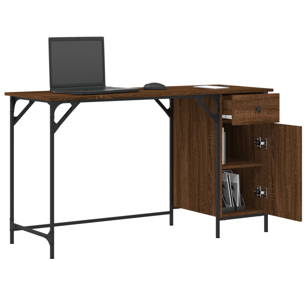 vidaXL Computer Desk Brown Oak 131x48x75 cm Engineered Wood