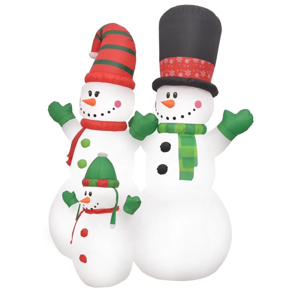 vidaXL Christmas Inflatable Snowmen Santa Family LED IP44 240 cm