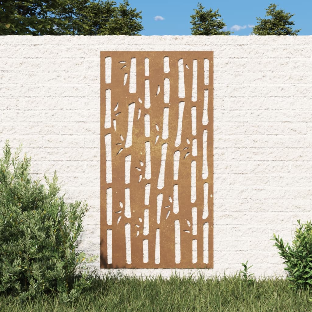 vidaXL Garden Wall Decoration 105x55 cm Corten Steel Bamboo Design