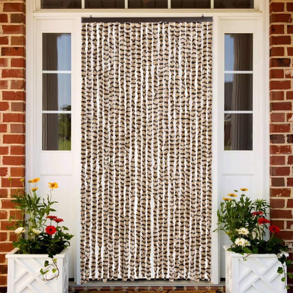 vidaXL Fly Curtain Beige and Brown 100x230 cm Chenille