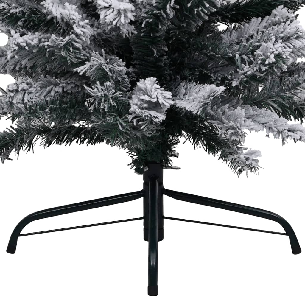 vidaXL Slim Pre-lit Christmas Tree with Flocked Snow Green 150 cm PVC