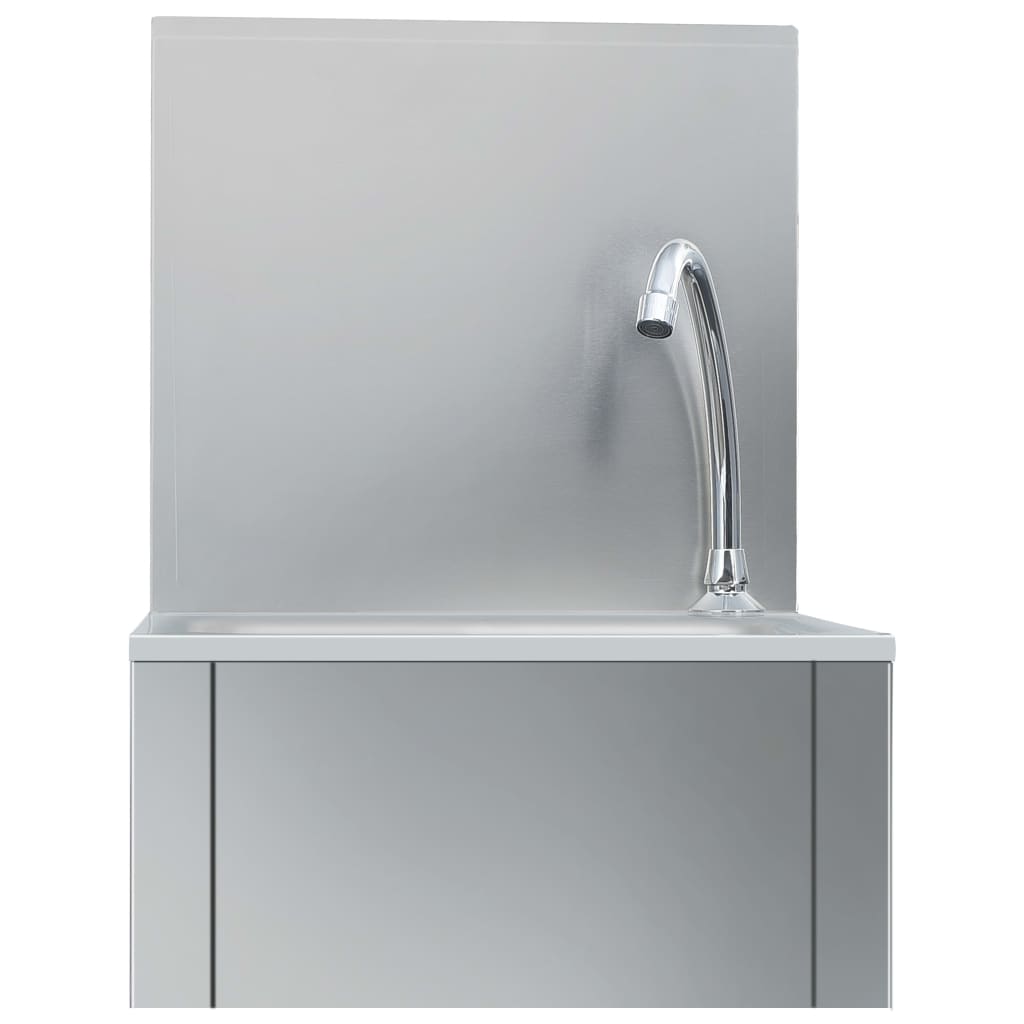 vidaXL Hand Wash Sink with Faucet and Soap Dispenser Stainless Steel