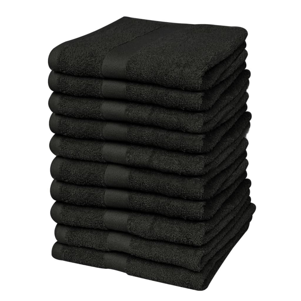 vidaXL Home Guest Towel Set 10 pcs Cotton 500 gsm 30x50 cm Black