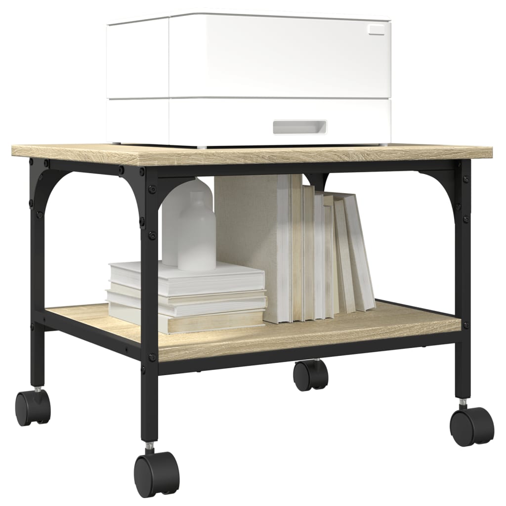 vidaXL Printer Stand 2-Tier Sonoma Oak 50x40x38 cm Engineered Wood