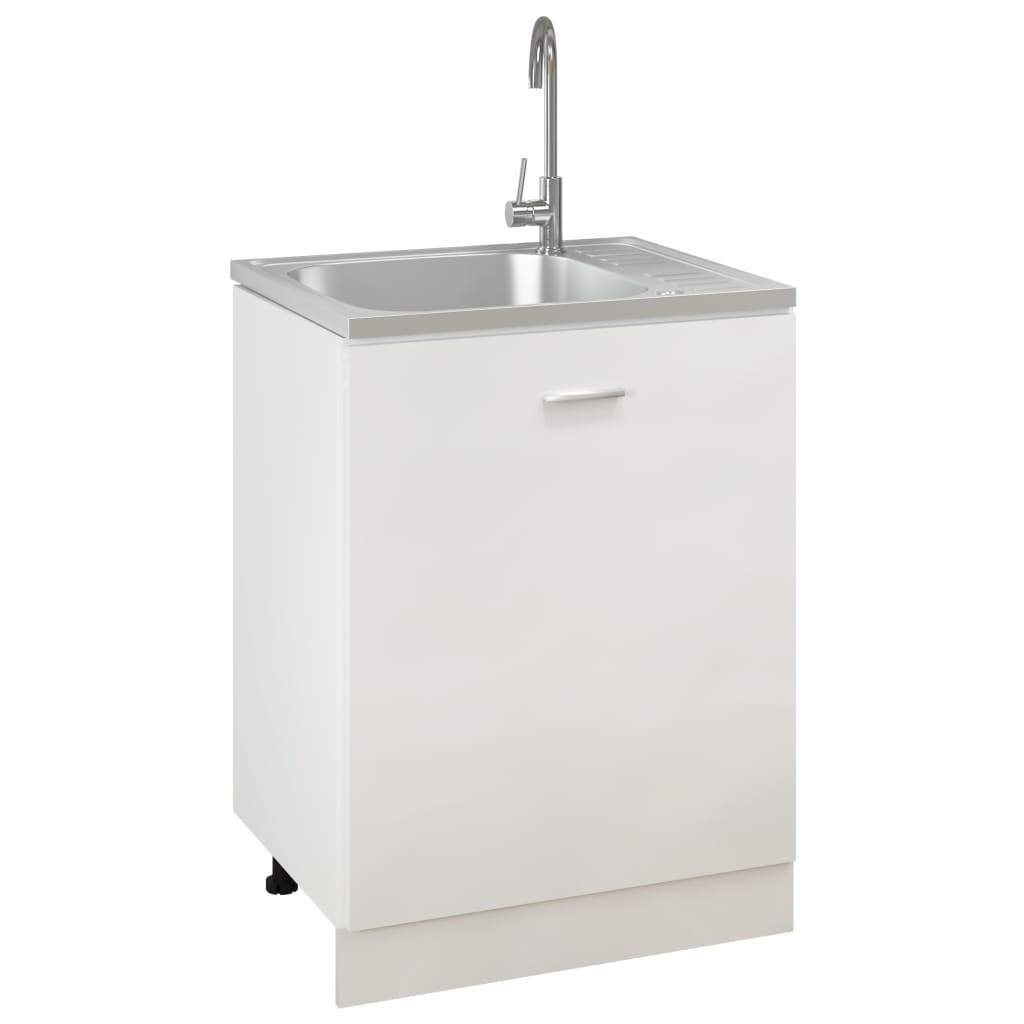 vidaXL Kitchen Sink with Drainer Set Silver 500x600x155 mm Stainless Steel