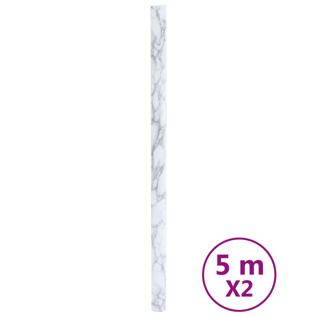 vidaXL Furniture Stickers Self-Adhesive Marble White 90x500 cm PVC
