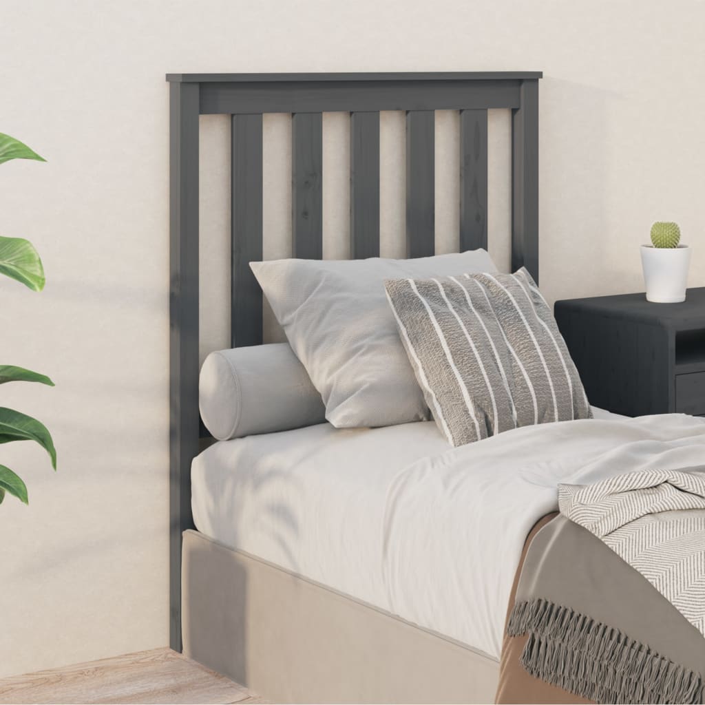 vidaXL Bed Headboard Grey 81x6x101 cm Solid Wood Pine