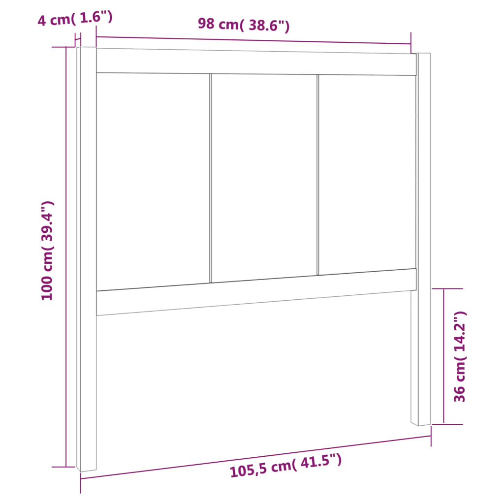 vidaXL Bed Headboard White 105.5x4x100 cm Solid Pine Wood