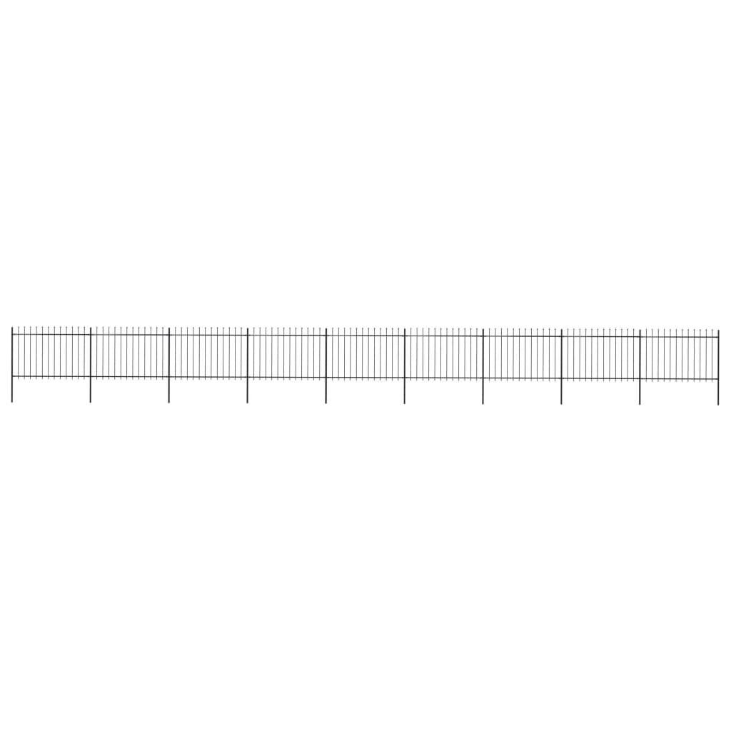 vidaXL Garden Fence with Spear Top Steel 15.3x1.2 m Black