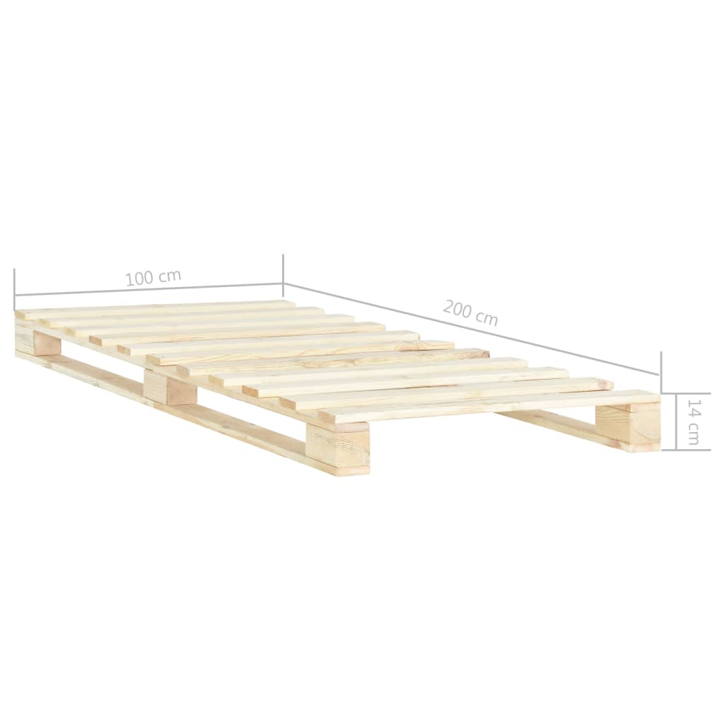 vidaXL Pallet Bed Frame Solid Pine Wood 100x200 cm